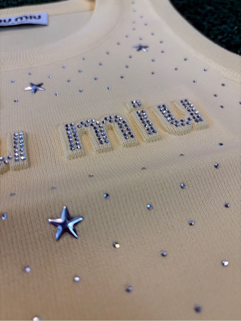 Miu Miu Pale Yellow Embellished Knit Tank Dress SIZE S - Picture 3 of 3